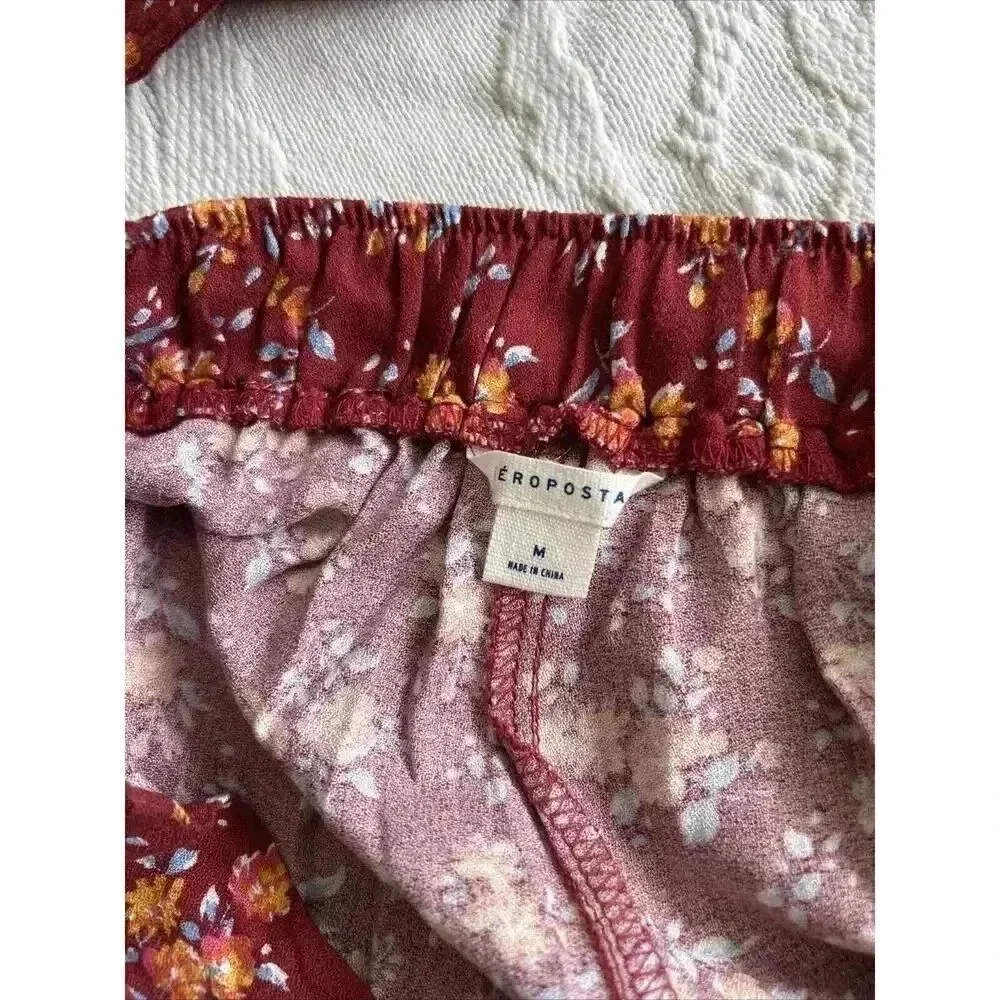 Floral Red Crop Top & High Waisted Pants Set Boho Festival Aeropostale Size M